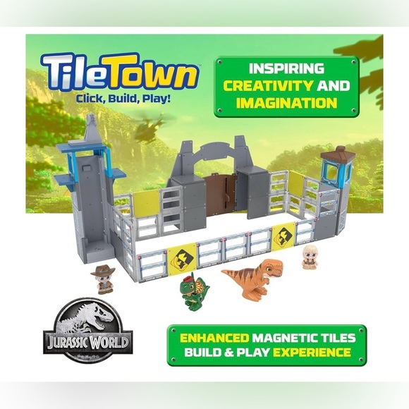 Tile Town Jurassic World Gate Escape Magnetic Tiles Set - Picture 2 of 5